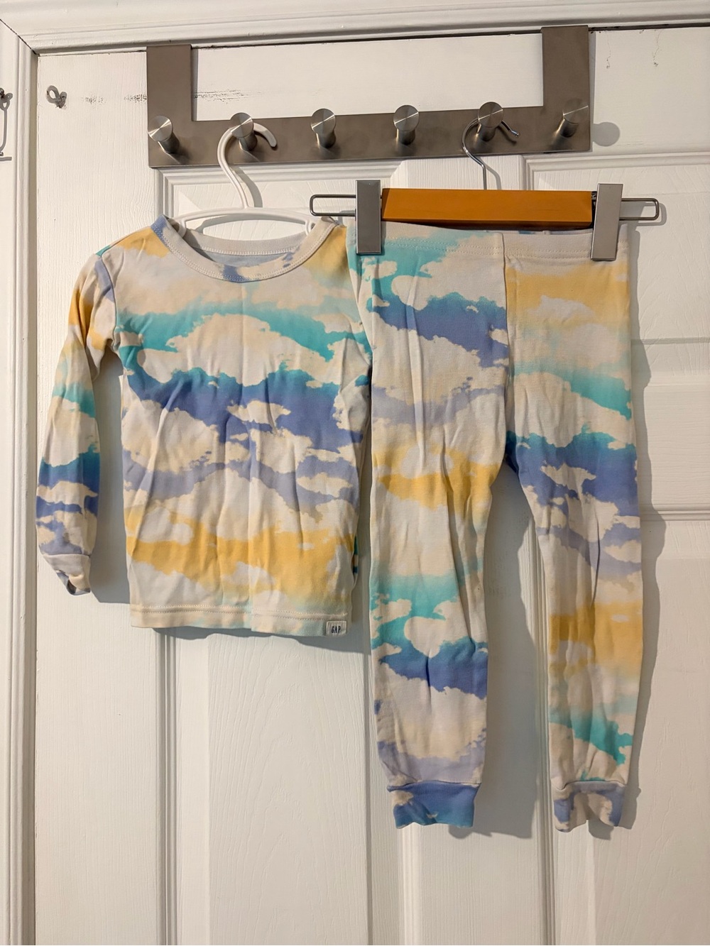 GAP Kids Cloud Print Pajama Set - Blue, Yellow, Cream